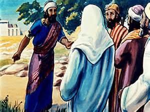3} On reaching Cana he found a throng surrounding Jesus.