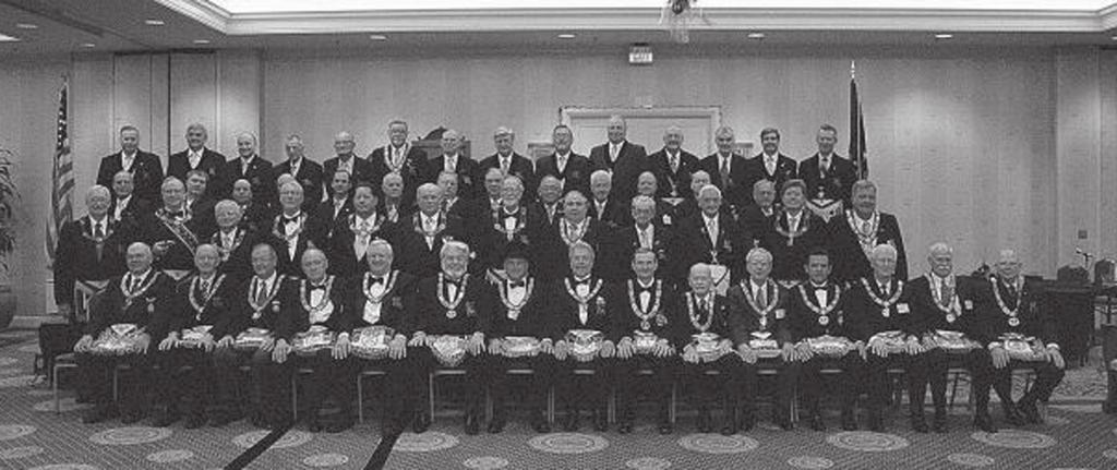 2007 GRAND LODGE OFFICERS AND PAST GRAND MASTERS 1st. Row: Left to Right: M:W: Neil R. Crain, P.G.M., M:W: Harold G. Ballard, P.G.M., M:W: Ballard L. Smith, P.G.M., M:W: Roy B. Tuck, Jr., P.G.M., Grand Secretary, R:W: A.