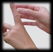 Put a finger from the other hand into the ring, and then push out through the ring at the weakest point where the thumb and finger meet. A STRONG does not push through, while a WEAK signal does.