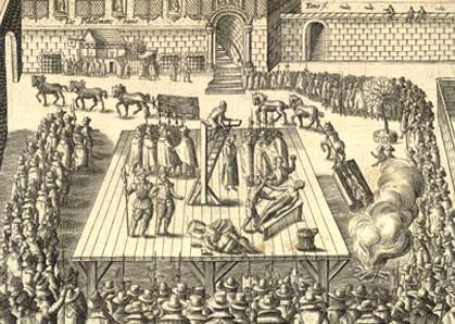 Rapid anti-catholicism in England had been flamed by works like John Foxe's Book of Martyrs illustrating some of the nearly 300 Protestants who were burned between 1555 and 1558 under Queen Mary I.