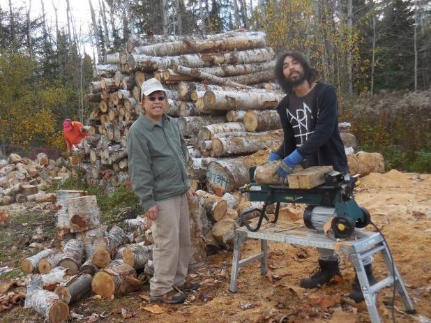 cutting, splitting and piling wood