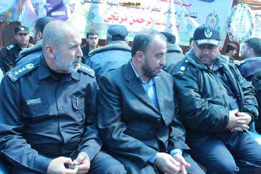 Senior figures in the Hamas police force, headed by police chief Taysir al-batash (right), pay a condolence call (website of the Gaza police, April 8,yea).