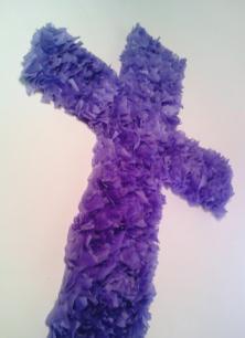 Craft/Activity: Tissue Paper Crosses Students will make crosses to remind them of how Jesus died on a cross to take away the sin of the world. Materials 1. Cross Pattern 2. 67 lb. cardstock 3.