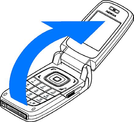 1. Alustamine Klapi avamine Telefoni klapp avaneb ligikaudu 155 kraadi ulatuses. Ärge proovige klappi jõuga rohkem avada.