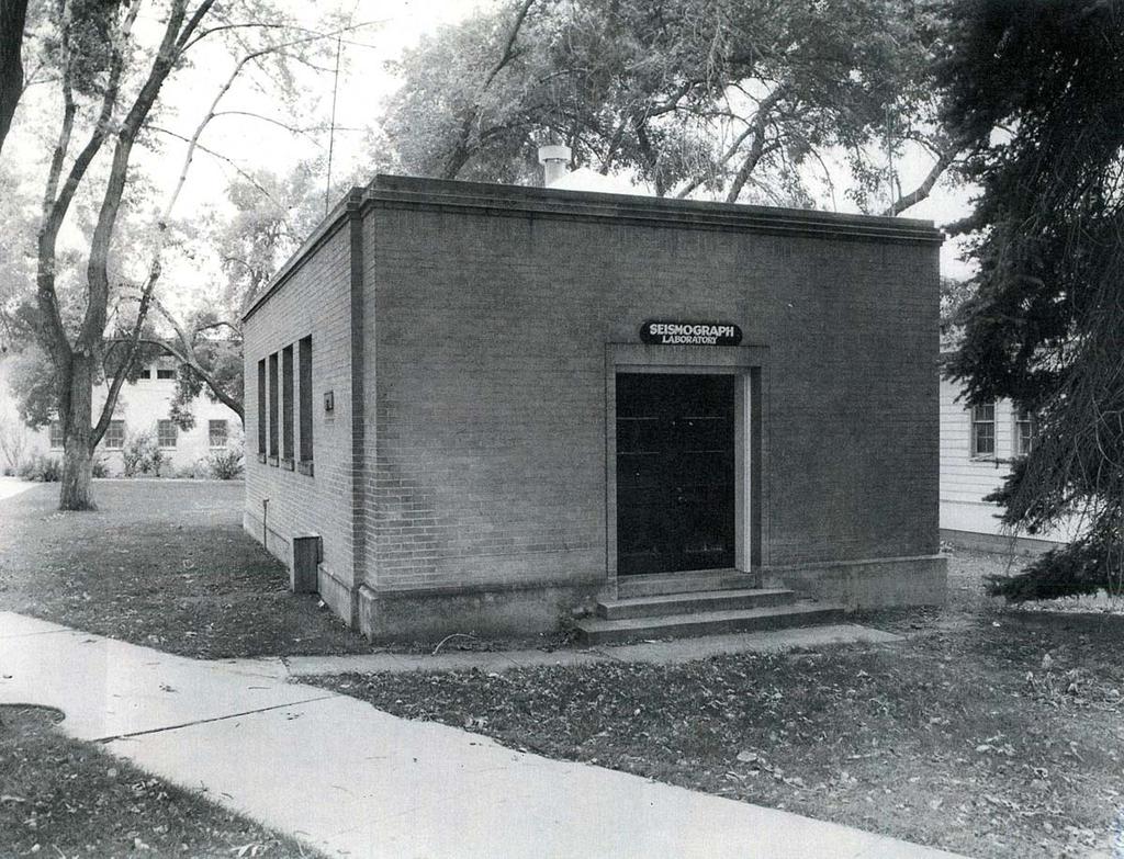 (Photo credit: Utah Historical Society) The Seismograph Laboratory Building (station SLC), formerly located southeast of the Park Building on the University campus.