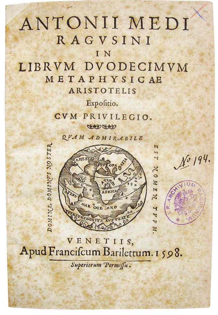 Antonius Medus Metaphysicae Aristotelis libri XII capitis VIII expositio (1598) 589 Slika 2.