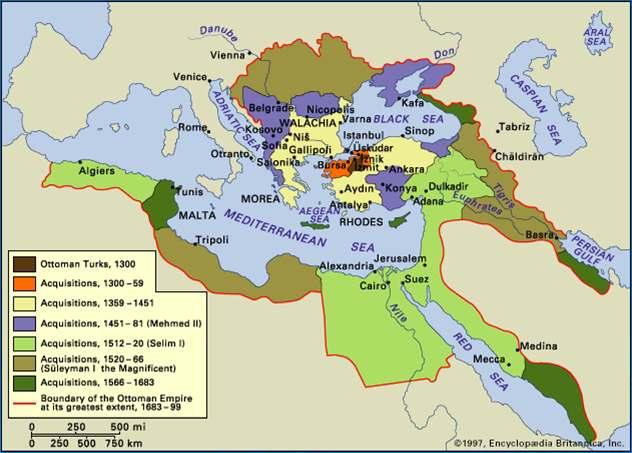 Map of Ottoman Empire from 1300-1700