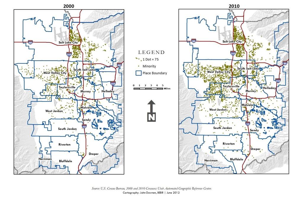Figure 1 Dot Density of Salt Lake County Minority Population by