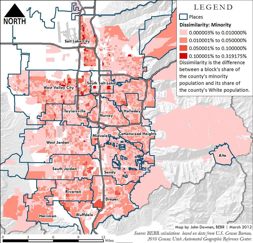 Figure 20 Dissimilarity Index for Minorities in Salt Lake County, 2010 S A L T L A