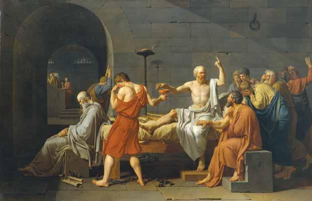 chapter 4 / culture and religion in eurasia/north africa, 500 b.c.e. 500 c.e. 185 The Death of Socrates Condemned to death by an Athenian jury, Socrates declined to go into exile, voluntarily drank a cup of poison hemlock, and died in 399 B.
