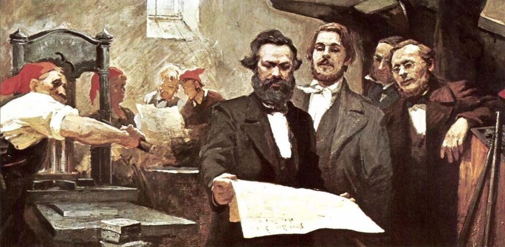 - V.I. Lenin - Marx and Engels at Rheinische Zeitung printing house in Cologne (Painting by E.