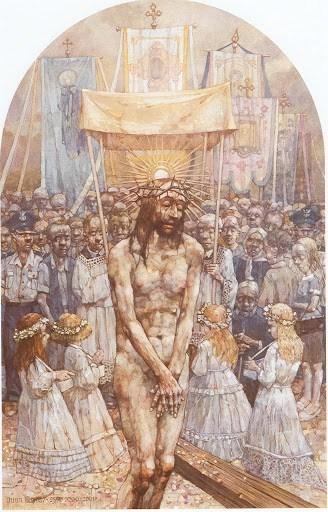 TENTH STATION Jesus is stripped of His garments LEAD: Behold our Blessed Savior as He is stripped of His garments. Even in His Sacred Passion He teaches me detachment from things of this world.