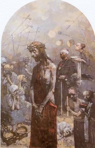 FIRST STATION Jesus Is Condemned To Death LEAD: See our innocent Savior standing before His worldly judge. Pilate knows that Jesus is innocent.