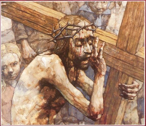 THIRD STATION Jesus falls the first time We adore You, O Christ, and we bless You Because by Your Holy Cross You have redeemed the world LEAD: Although weakened by the loss of blood and broken