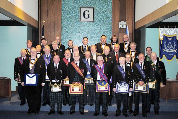 Jim Sandilands, Bro. Peter Snaddon, Wor. Bro. Robert Stewart, and Wor. Bro. David Thomson delighted packed houses with two exemplifications of the Scottish Master Mason degree one in Portsmouth and one in Cincinnati.