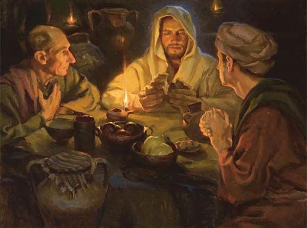 When he was at the table with them, he took bread, gave thanks, broke it and began to