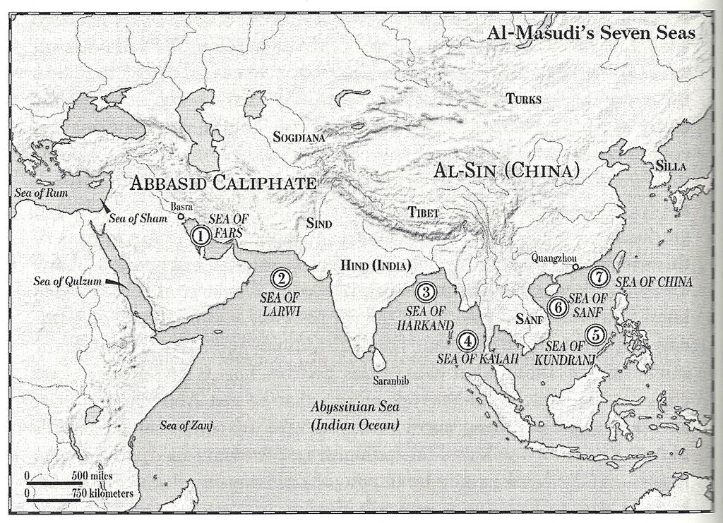 Al-Mas udi World Map description than Ibn khurradadhbih does, providing detailed geographical facts and a genealogy of the imperial family (which is unreliable, however, because it provides names