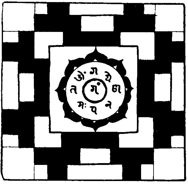 GANAPATI-YANTRA, a mandala used in the worship of Ganapati For achieving this entrance into the mandala, one has necessarily to leave the normal world of distractions and fragmentations behind, and