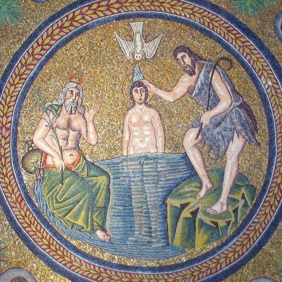 Mosaic from the arch of an Arian Baptistry.