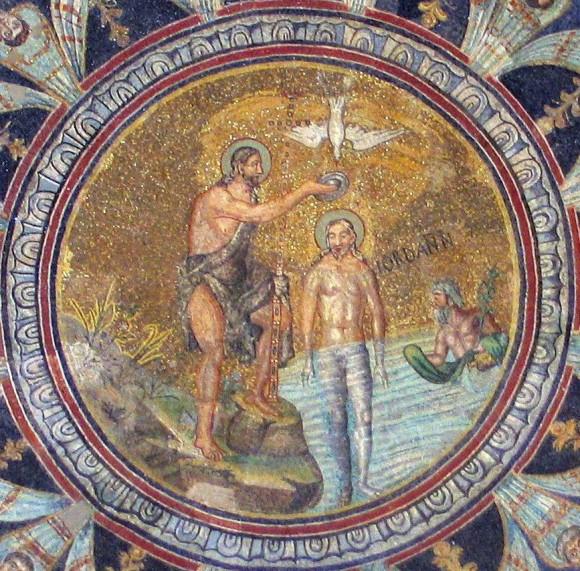 Mosaic from the arch of the Orthodox Baptistery.