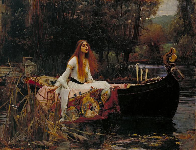 "The Lady of Shalott" by John William Waterhouse. 1888. The importance of this painting is seen in the facial expression of Lady of Shalott.