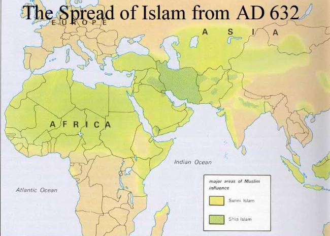 Islam quickly spread throughout the Middle East & North Africa, even into Spain.