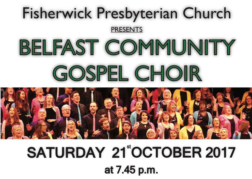 SUGGESTED DONATION 12 PER PERSON PROCEEDS IN AID OF FISHERWICK COMMUNITY PROJECTS HOW TO GET TICKETS Speak with John Pielou or call 07719 530320 In Person at Visit Belfast ticket shop At www.