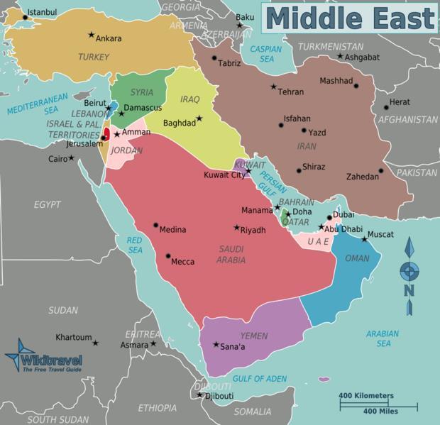 The Middle East is in Southwest Asia.
