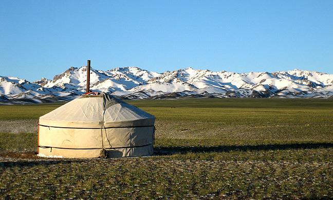 Many of the nomadic people of the Central Asian steppes live in