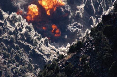 Fire bombing in the mountainous Tora Bora
