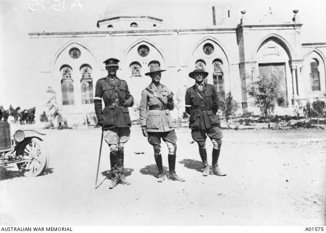 Chauvel with Chief of Staff and ADC in front of the Mosque in Beersheba After the capture of Beersheba in October 1917, Chauvel established the Desert Mounted Corps HQ in the Jewish colony of