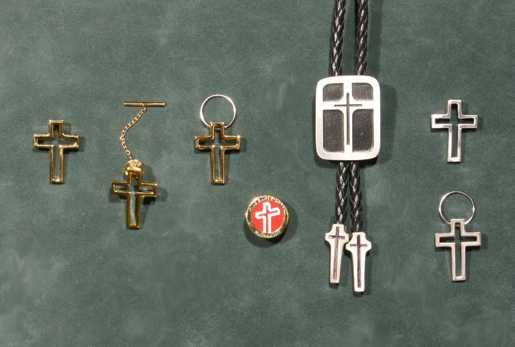 The Empty Cross Jewelry Charm (1 1/4 ) #22041 $20 Key Ring (2 ) #22181 $20 Charm (1 1/4 ) #21762 $40 Lapel Pin / Tie Tack (1 1/4 ) #22114 $20 Lapel Pin (7/8 ) #02881 $10 Note: All Jewelry designs