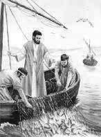 Then Jesus said to the four fishermen, Follow Me, and I will make you fishers of men. Peter, Andrew, James, and John left their boats and followed Jesus.