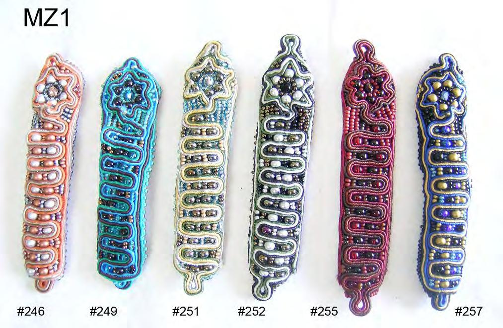 Hand Beaded Mezzuzot Size: 4 inches long, scroll fits in pouch in back Wholesale