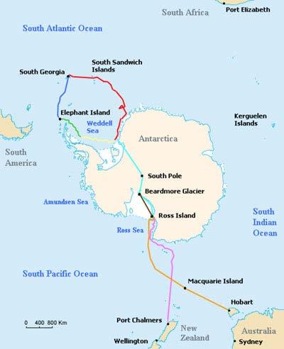 The men lived on the ice (green line) until April 9, 1916, when the 28 men got into three boats. After five harrowing days at sea, they landed on Elephant Island.