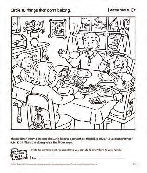 Talk to Learn Bible Story Activity Pages Center A copy of Activity 17 from The Big Book of Bible Story Activity Pages #2 for yourself and each child, crayons or markers, scissors; optional blue