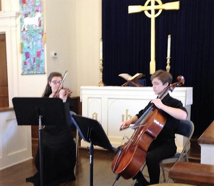 Brooke Gunter (violin) and Brandon Gunter (cello) filled the Sanctuary with music so very