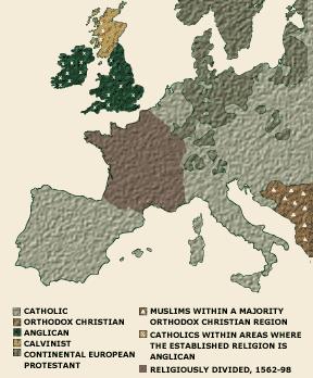 Document 11- Map of Europe during The Medieval Ear (1200 CE) Document 12- Map of Europe after the Reformation (1530 CE) 16. What religions are represented in Document 11? 17.