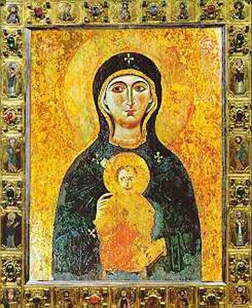 An icon of the Theotokos was twice processed on the city walls of Constantinople to lift sieges.