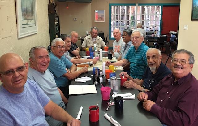 We meet every Wednesday morning 8:30 AM at Rosie s Café on Main St.