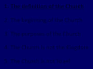 THE INTERIM AGE 1. The Inter advent Age (Matt. 13) 2. The Church Age (Matt. 16:18) The Church Age 1. The definition of the Church 2. The beginning of the Church 3. The purposes of the Church 4.