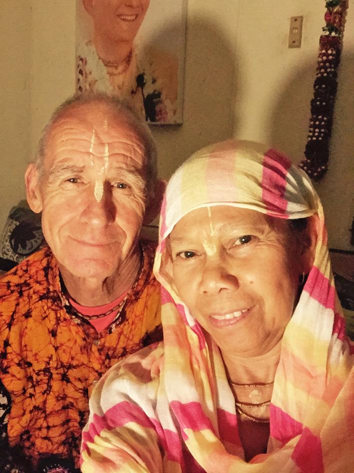 The couple give informational lectures to others about the joys of healthy eating and food production. Madhumati and Ranadhira are inspiring, long-term servants here at New Govardhana.