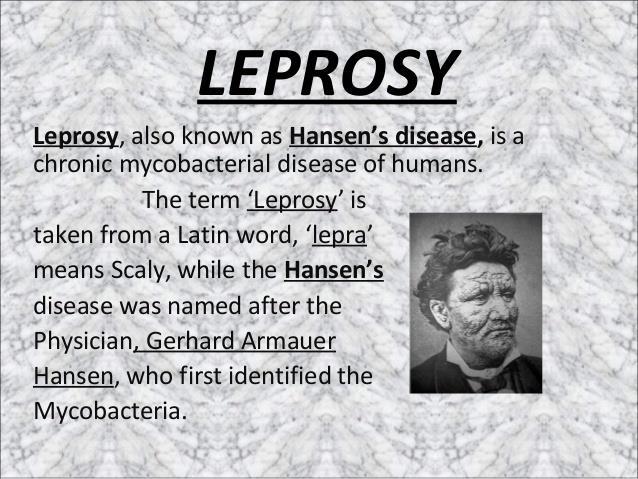 I. THE LEPROSY OF THE MAN Leprosy was the most feared disease in the ancient world. Not only did it make one an outcast but there also was no cure.