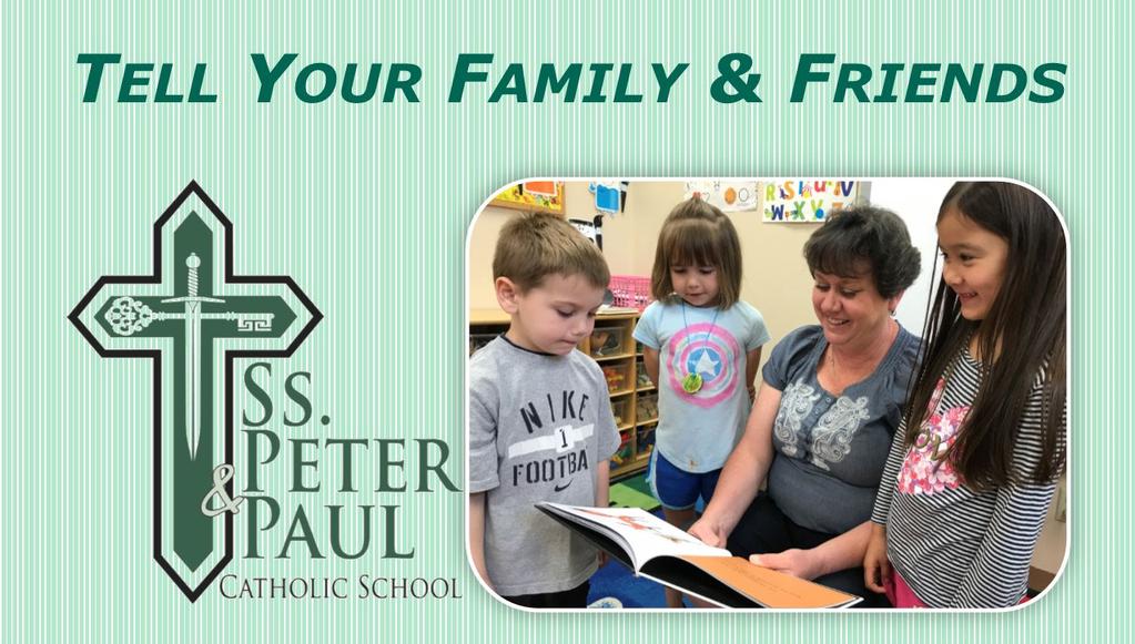 12 Mon., Aug. 13 Wed., Aug. 15 School Orientation and Open House after 10:30 am Mass First day of school (11:15 am dismissal) First day of pre-school There Is Still Time to Enroll! Ss.