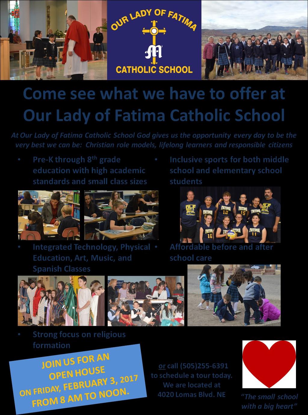 August 12, 2018 Page 3 Our Lady of Fatima School is accepting registrations for the 2018-2019 school year.