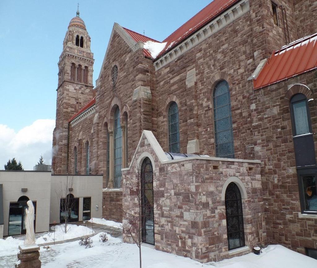 The remains of Bishop Baraga now lie in this red sandstone chapel on the west side of the Cathedral of St. Peter in Marquette, MI. The Snowshoe Priest is considered for canonization.