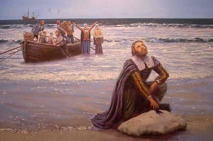 William Bradford: Being thus arrived in a good harbor, and brought safe to land, they fell upon their knees and blessed the God of Heaven who had