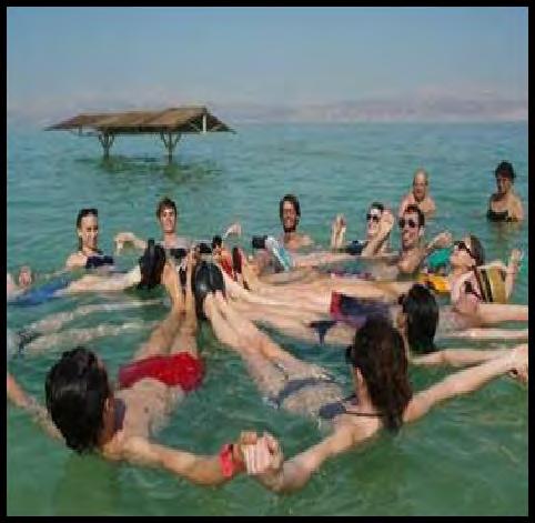 The Dead Sea is formed from the Jordan River and small streams. It is 50 miles long and about 10 miles wide.