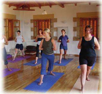 The fully equipped oak floor yoga studio has panoramic 360 views over the mountains and sea. Patio doors lead out onto a large balcony with sea views where you can relax after your yoga.