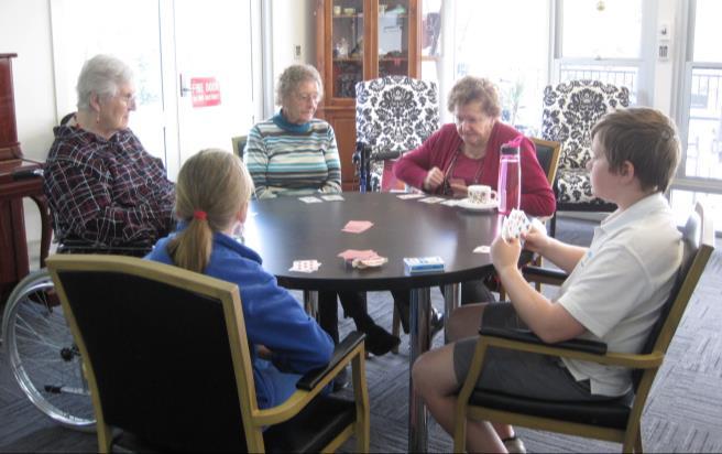 Pictured above left are Ann Lowe and Betty Barry playing a game of Snakes and